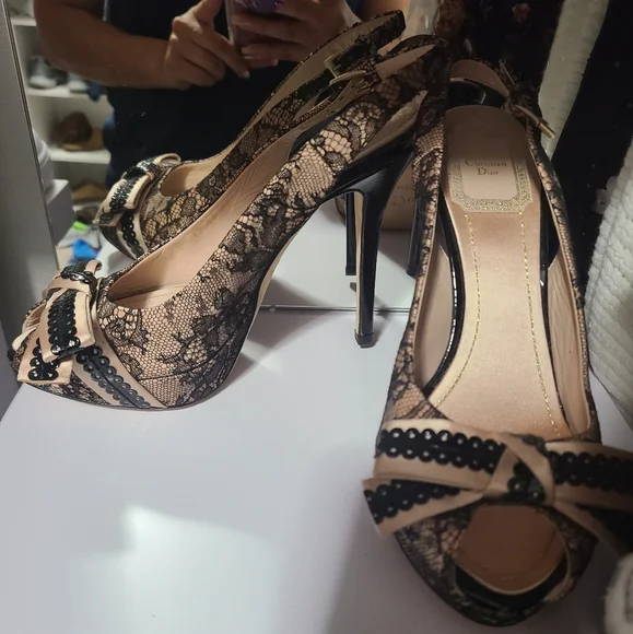 Christian Dior Printed Bow Accents slingback pumps - Picture 2 of 6